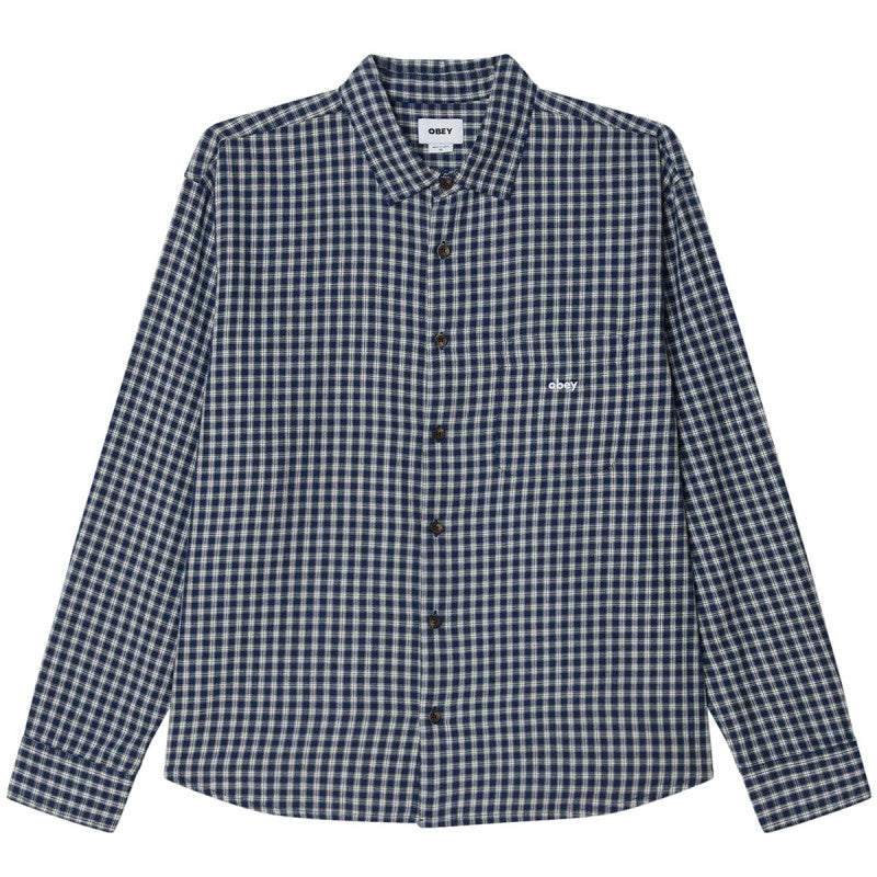 Obey Bigwig Andy Woven Longsleeve Shirt Academy Navy