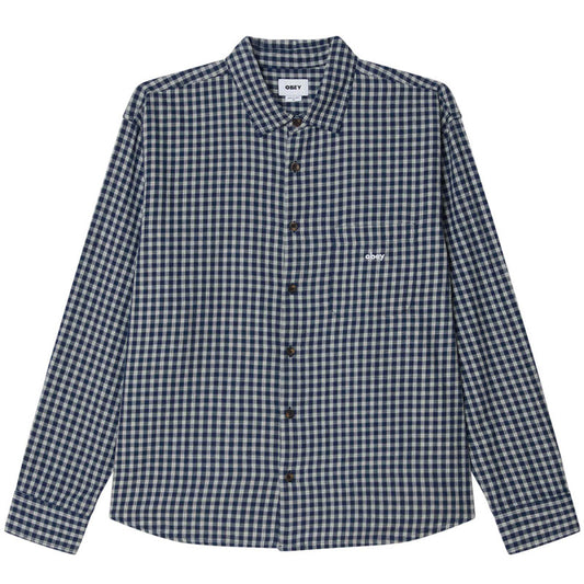 Obey Bigwig Andy Woven Longsleeve Shirt Academy Navy