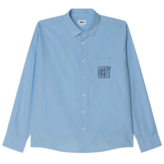 Obey Bigwig Blueprint Woven Longsleeve Shirt Cerulean