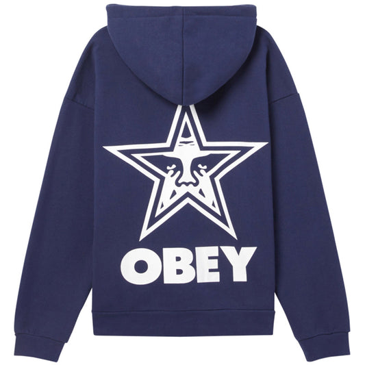 Obey Bold Star Extra Heavy Hooded Sweater Academy Navy