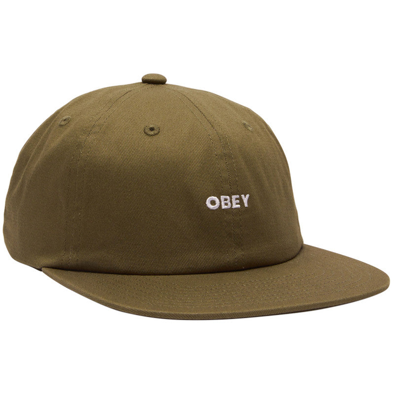 Obey Bold Twill 6 Panel Strapback Cap Olive