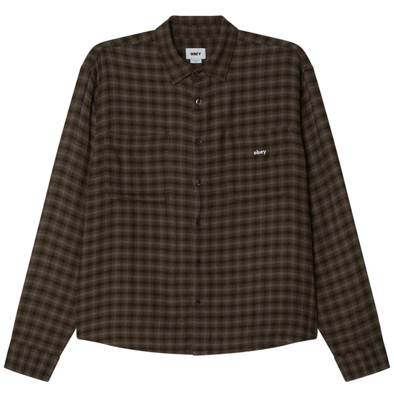 Obey Clarence Longsleeve Shirt Woven Kombu Green
