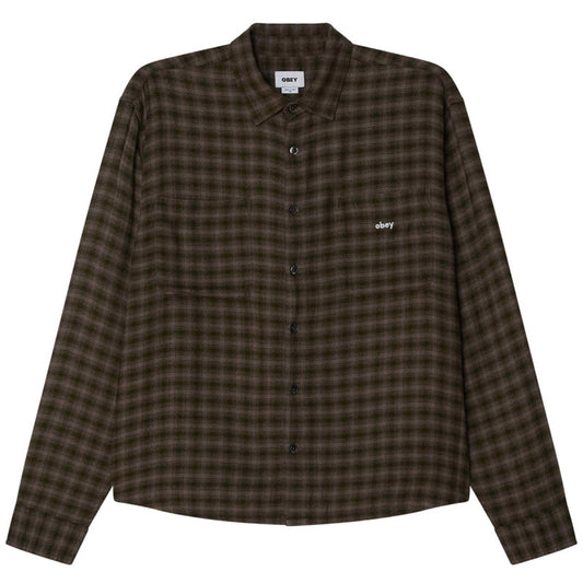 Obey Clarence Longsleeve Shirt Woven Kombu Green