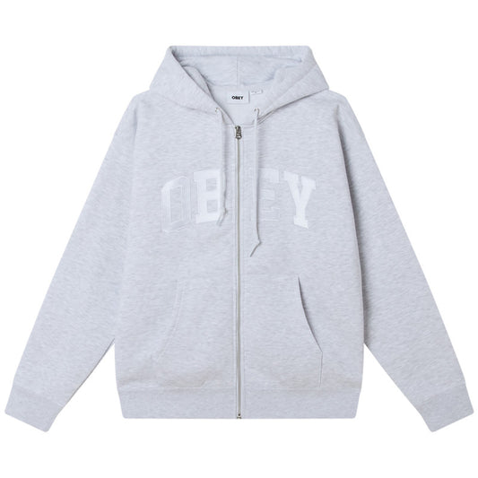 Obey Collegiate Zip Hooded Sweater Ash Grey