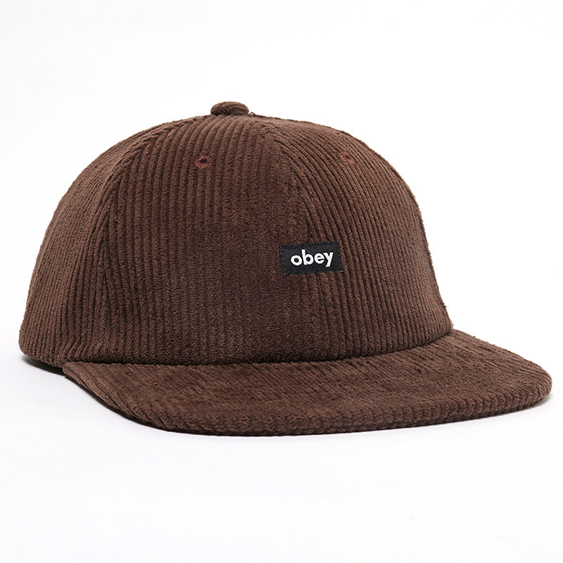 Obey Cord Label 6 Panel Strapback Cap Brown