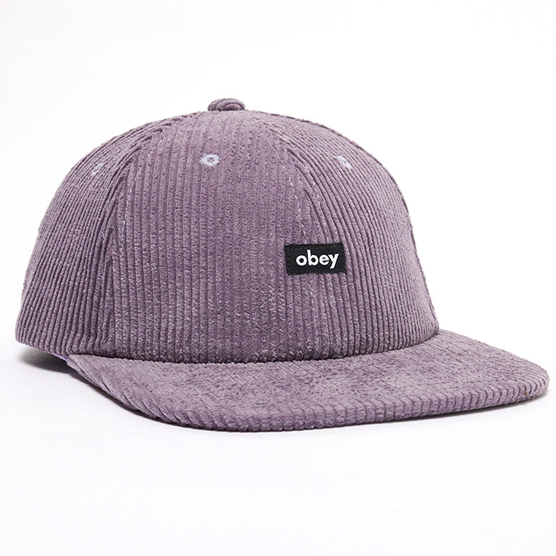 Obey Cord Label 6 Panel Strapback Cap Wineberry