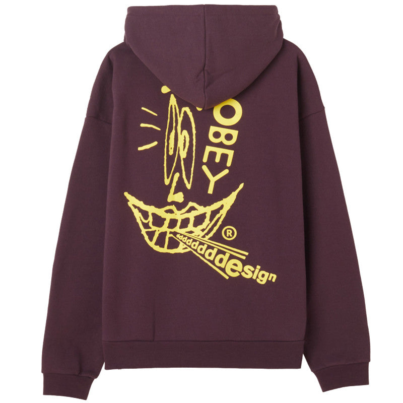 Obey Design Extra Heavy Hooded Sweater Plum Perfect