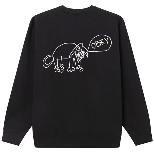 Obey Dog Doodle Crewneck Sweater Black