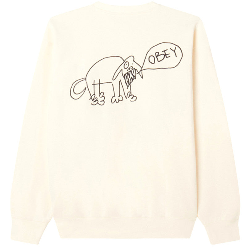 Obey Dog Doodle Crewneck Sweater Unbleached