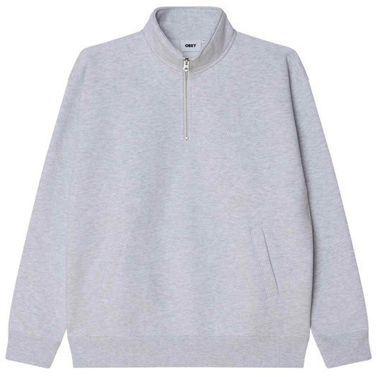 Obey Established Works Bold Mockneck Half Zip Sweater Ash Grey