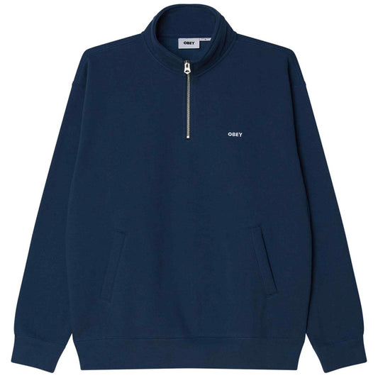 Obey Established Works Bold Mockneck Half Zip Sweater Dark Denim