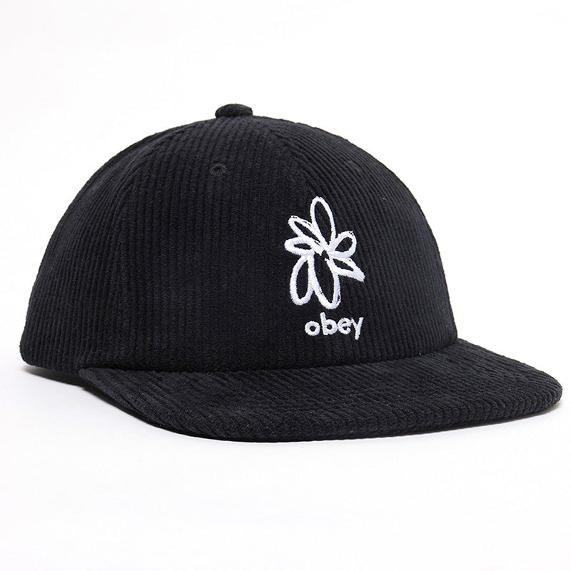 Obey Flower 6 Panel Strapback Cap Black