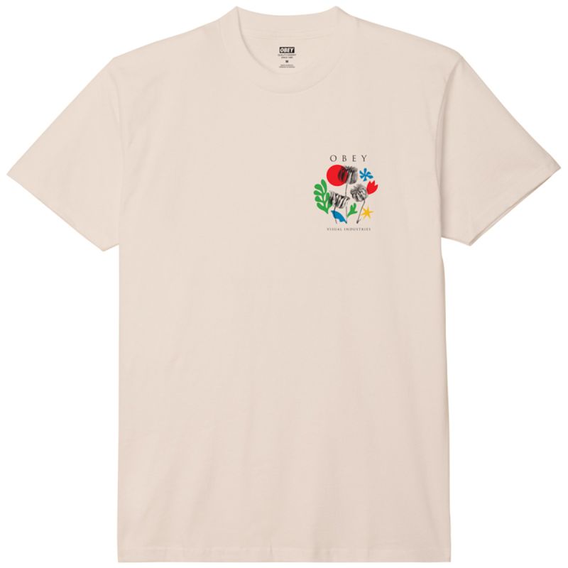 Obey Flowers Papers Scissors T-Shirt Cream