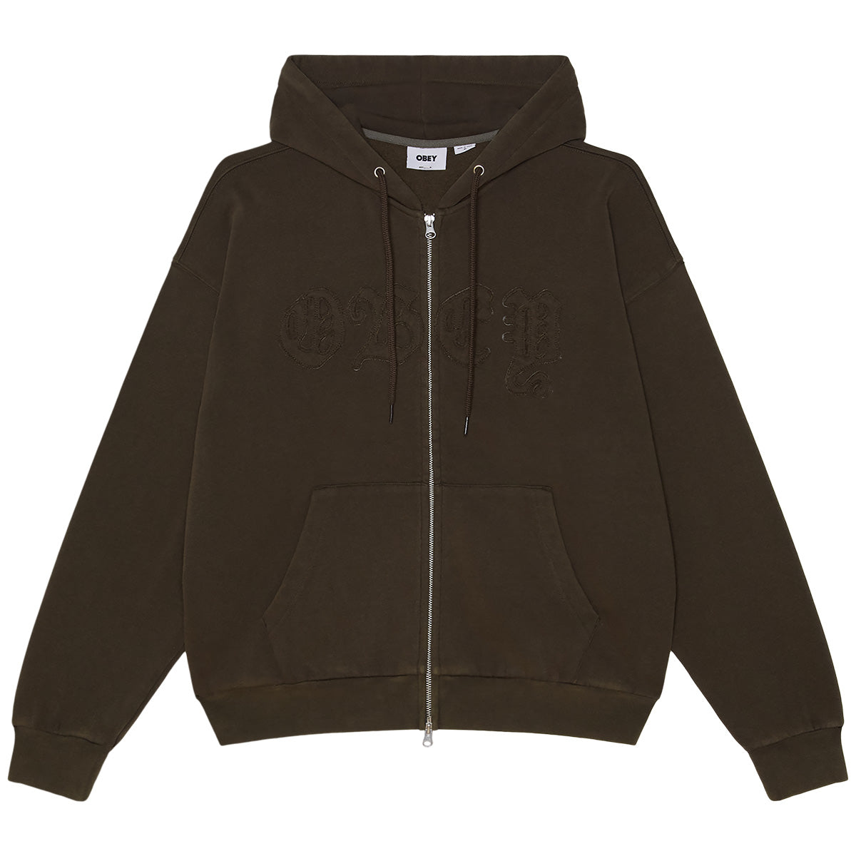 Obey Gothic Zip Hooded Sweater Dusty Black Olive