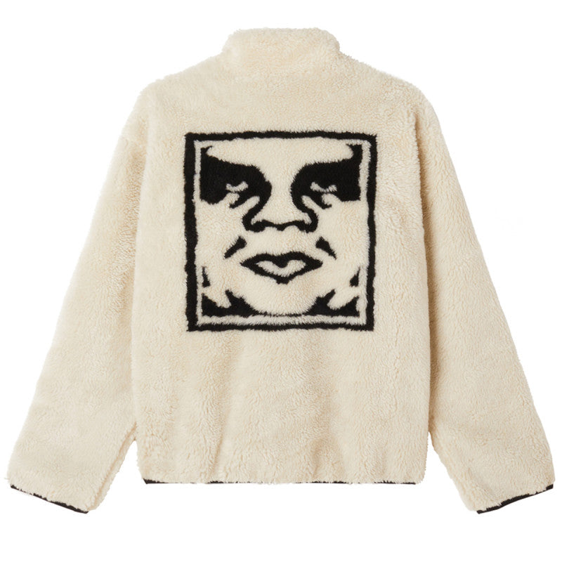 Obey Icon Face Sherpa Jacket Unbleaced