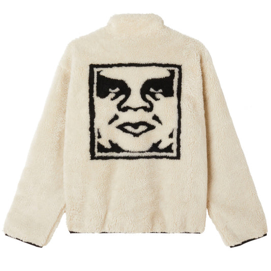 Obey Icon Face Sherpa Jacket Unbleaced