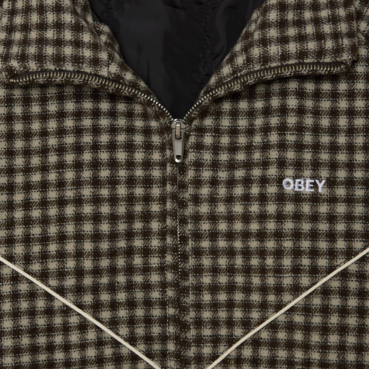 Obey Leisure Training Jacket Abbey Stone Plaid