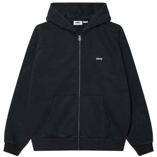 Obey Lowercase Pigment Zip Hooded Sweater Pigment Dark Navy