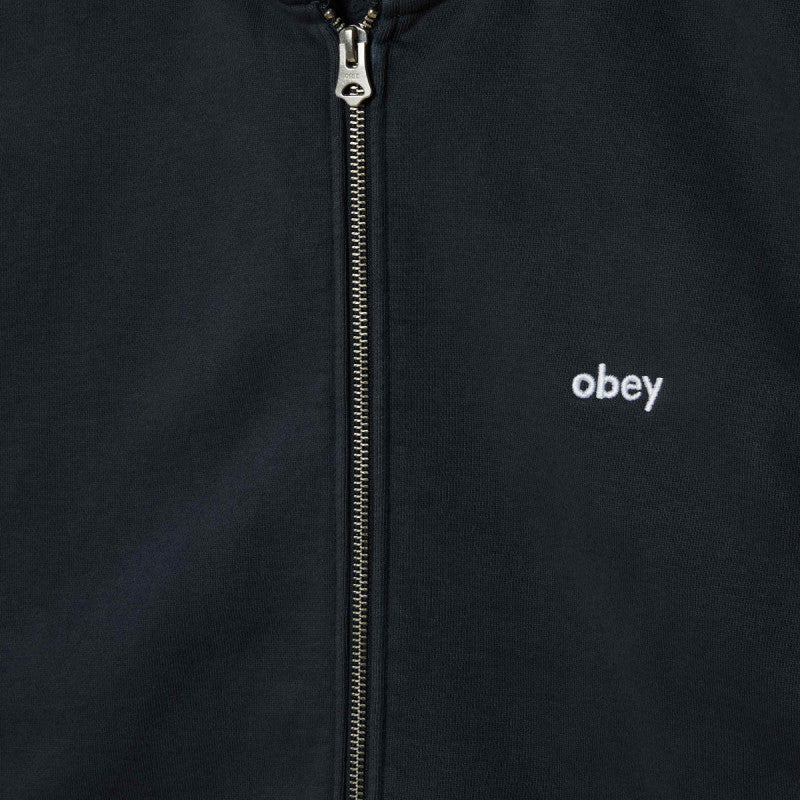 Obey Lowercase Pigment Zip Hooded Sweater Pigment Dark Navy
