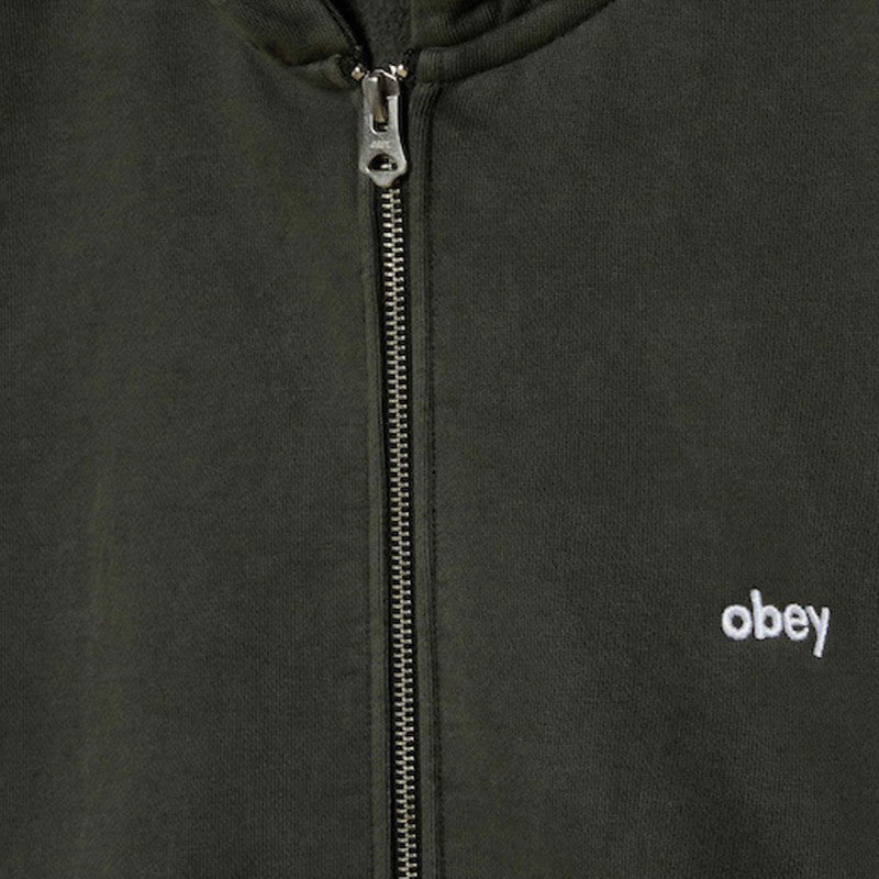 Obey Lowercase Pigment Zip Hooded Sweater Pigment Pirate Black
