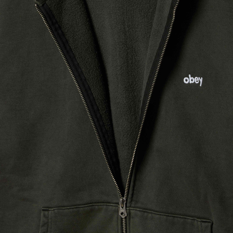 Obey Lowercase Pigment Zip Hooded Sweater Pigment Pirate Black