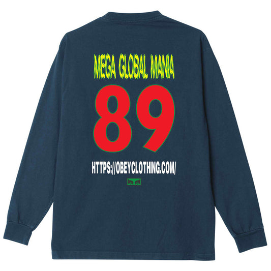 Obey Mega Global Mania Longsleeve T-Shirt Pigment Dark Denim