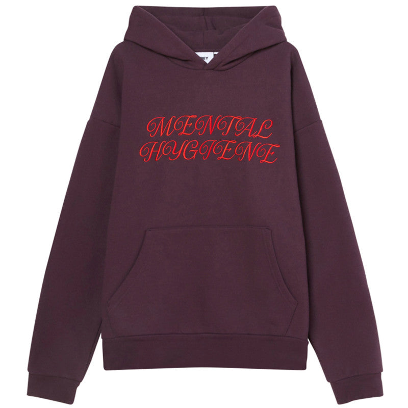 Obey Mental Hygiene Extra Heavy Hooded Sweater Plum Perfect