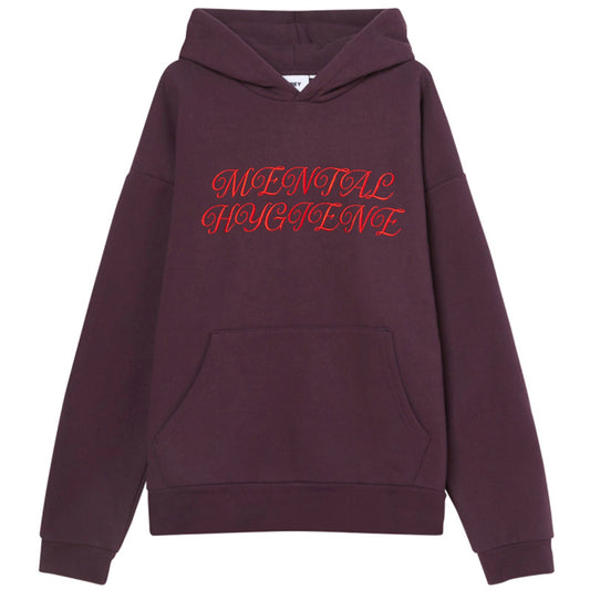 Obey Mental Hygiene Extra Heavy Hooded Sweater Plum Perfect