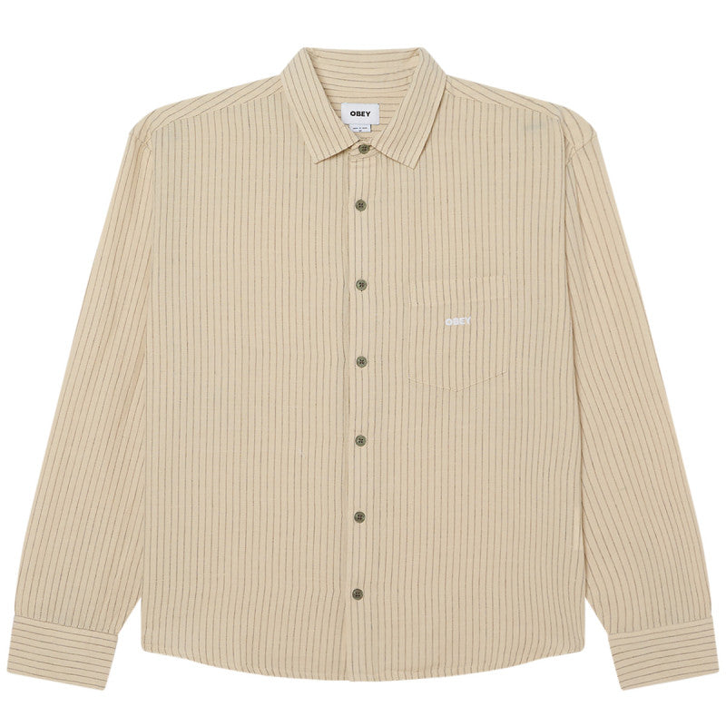 Obey Nelson Longsleeve Woven Silver Grey
