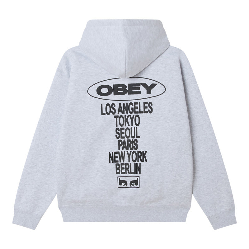 Obey Oval Cities Hooded Sweater Ash Grey