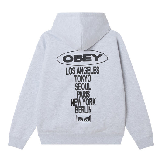 Obey Oval Cities Hooded Sweater Ash Grey