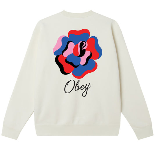 Obey Paper Rose French Terry Sweater Off White