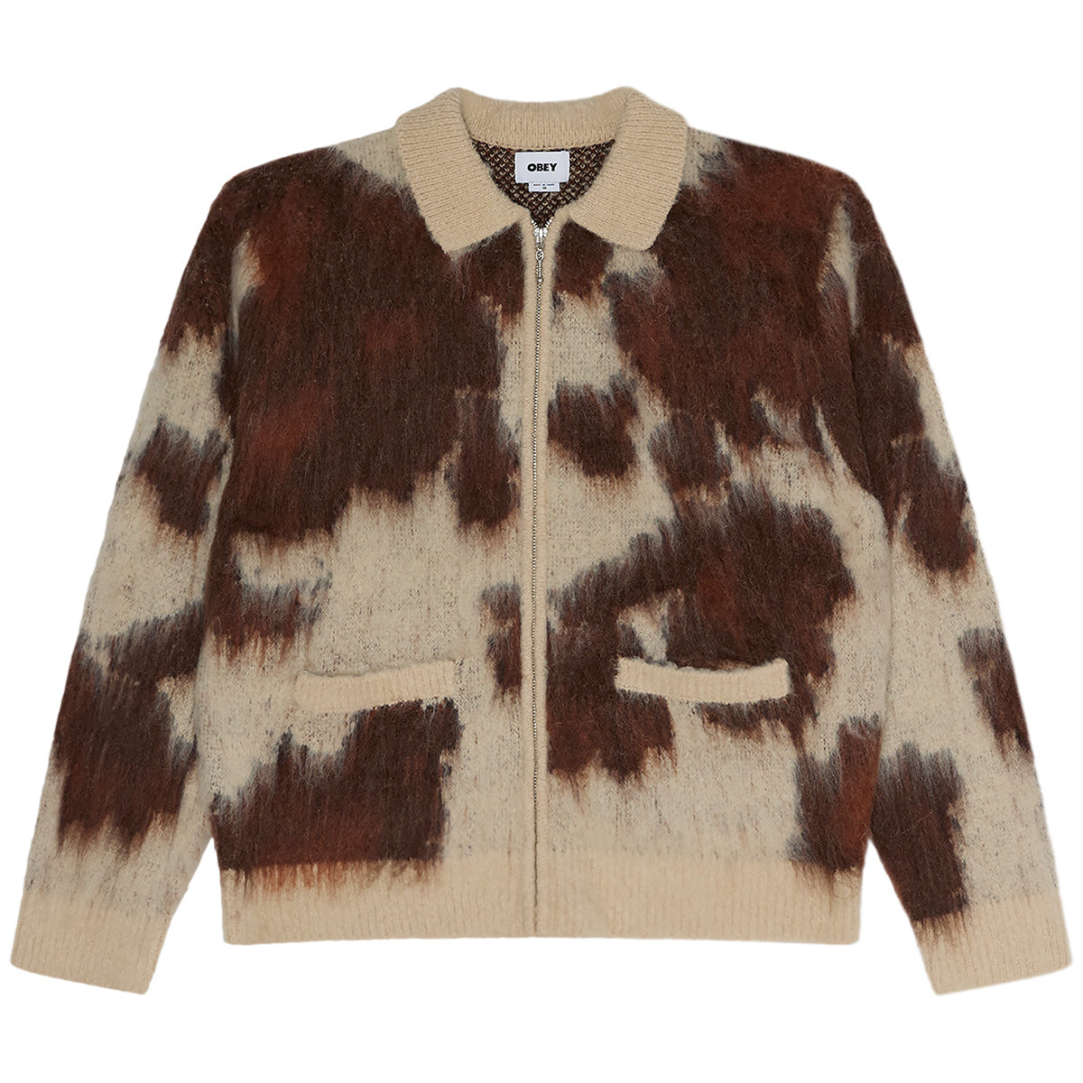 Obey Pattern Zip Sweater Cow