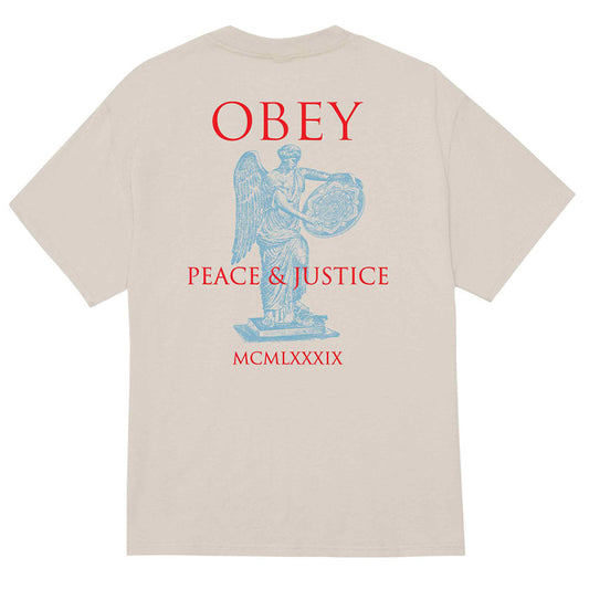Obey Peace & Justice Statue T-Shirt Silver Grey