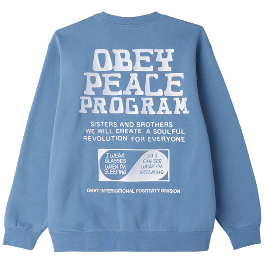 Obey Peace Program Crewneck Sweater Coronet Blue