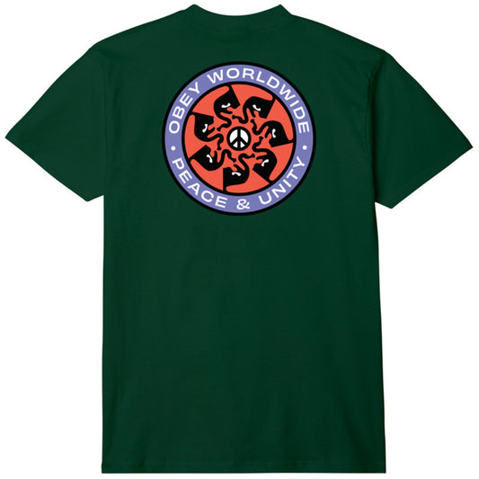 Obey Peace Wheel T-Shirt Forest Green