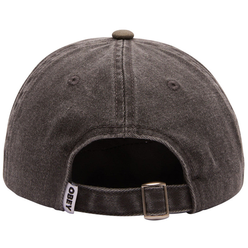 Obey Pigment 2 Tone Lowercase 6 Panel Strapback Cap Pigment Black/Olive