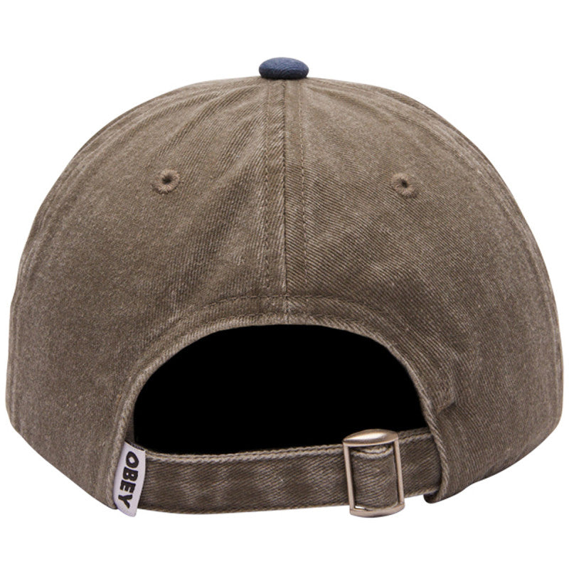 Obey Pigment 2 Tone Lowercase 6 Panel Strapback Cap Pigment Olive/Navy