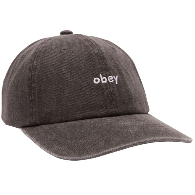 Obey Pigment Lowercase 6 Panel Strapback Cap Pigment Black