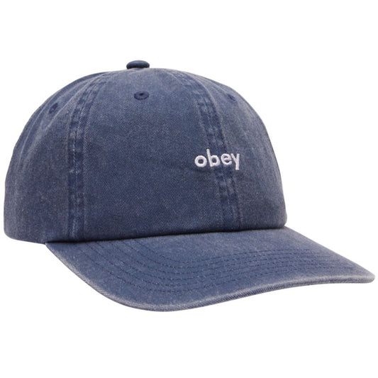 Obey Pigment Lowercase 6 Panel Strapback Cap Pigment Navy