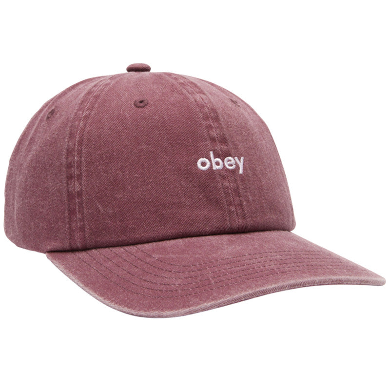 Obey Pigment Lowercase 6 Panel Strapback Cap Pigment Vino