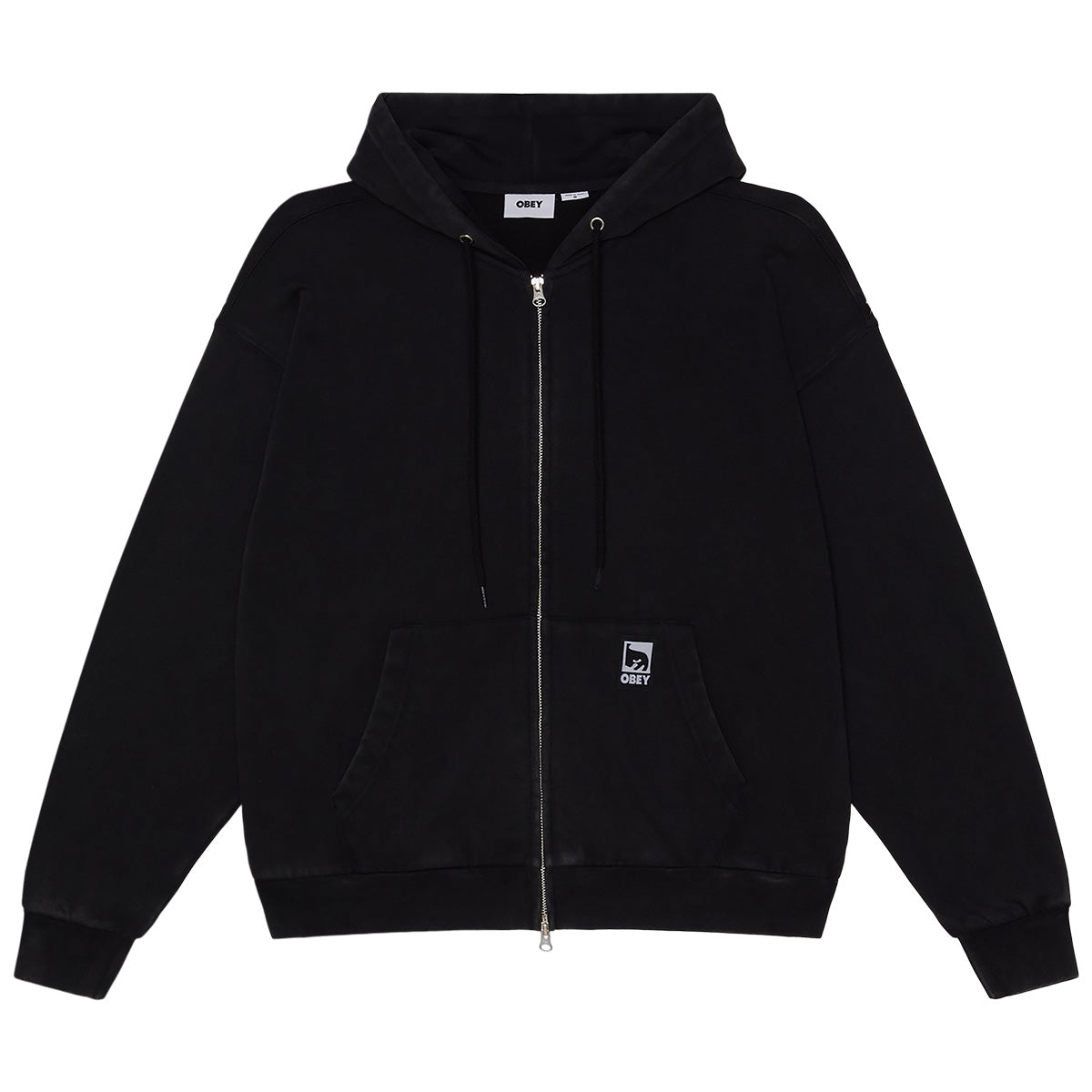 Obey Post Zip Hooded Sweater Dusty Black Limo