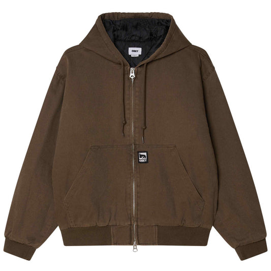 Obey Randy Zip Up Hooded Jacket Wren Faded Wash