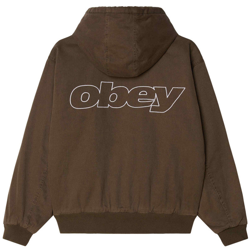 Obey Randy Zip Up Hooded Jacket Wren Faded Wash