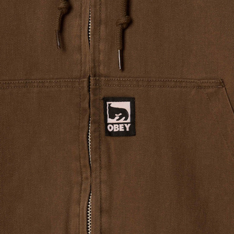 Obey Randy Zip Up Hooded Jacket Wren Faded Wash