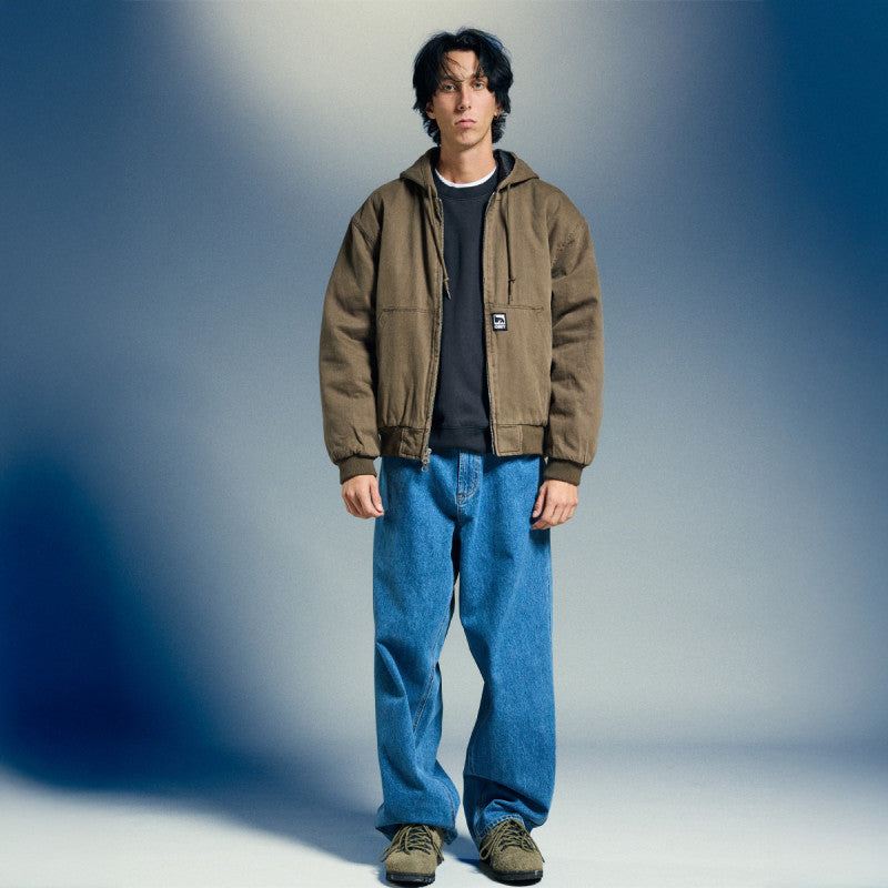 Obey Randy Zip Up Hooded Jacket Wren Faded Wash