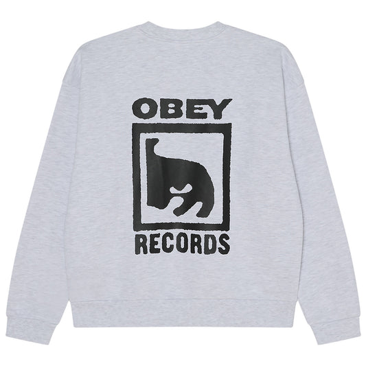 Obey Records Extra Heavy Crewneck Sweater Ash Grey