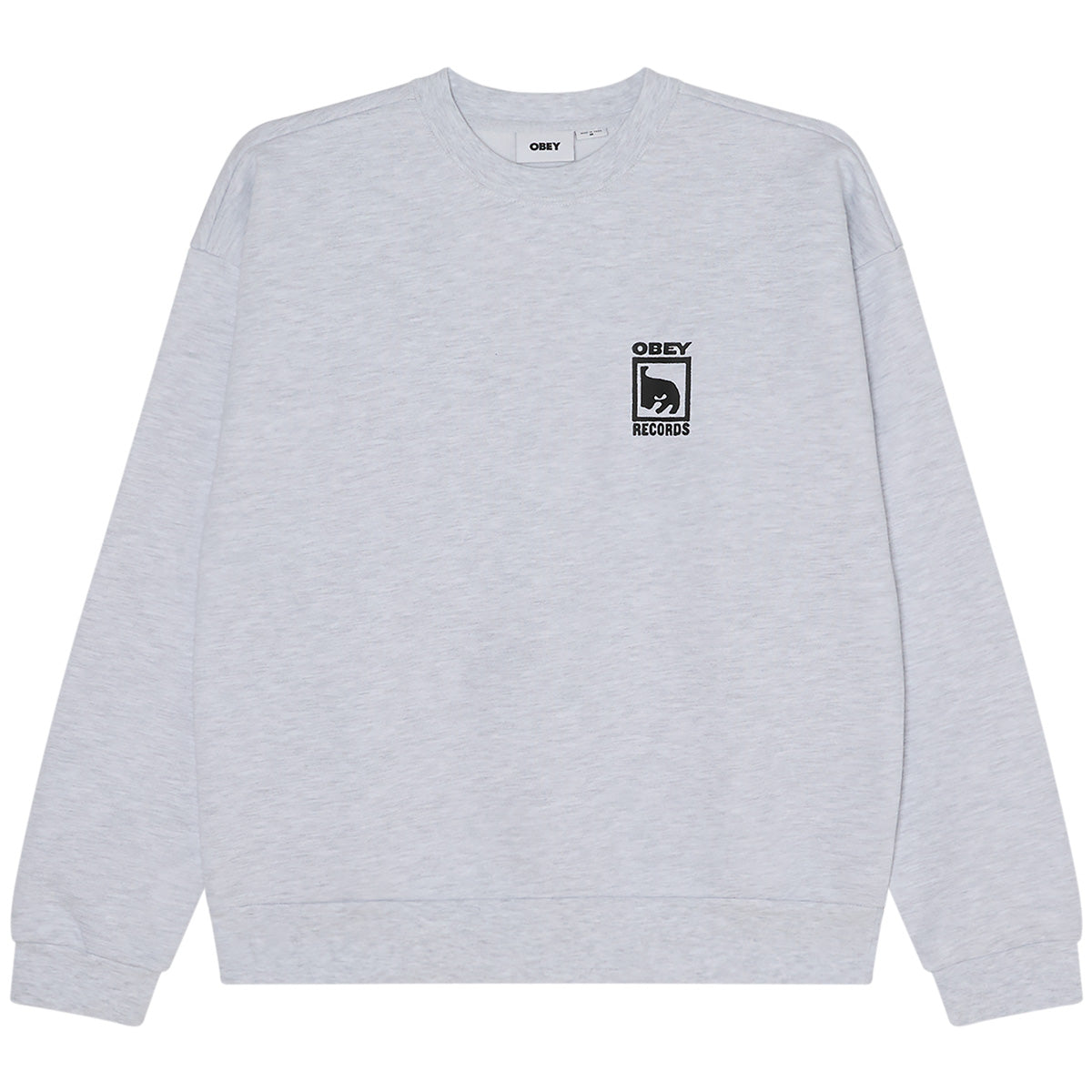 Obey Records Extra Heavy Crewneck Sweater Ash Grey