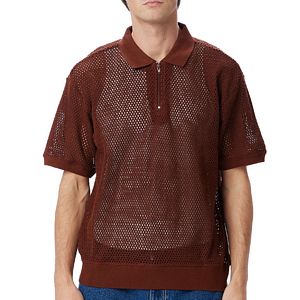 Obey Rolling Button-Up Polo Sepia