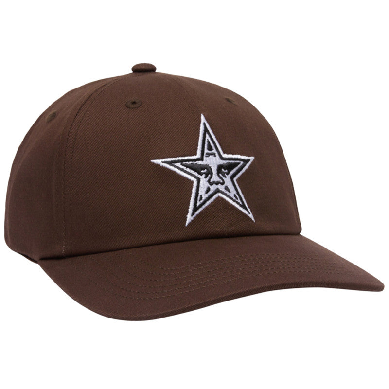 Obey Star 6 Panel Cap Velcro Back Dark Brown